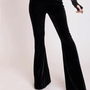 Flocked Velvet Brocade Design Bell Bottom Pants